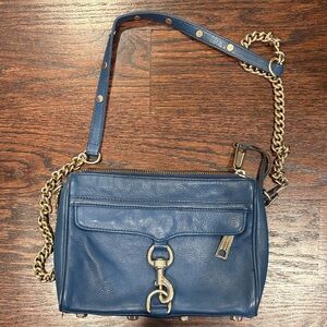 Rebecca Minkoff Navy Crossbody Bag with Gold Chain